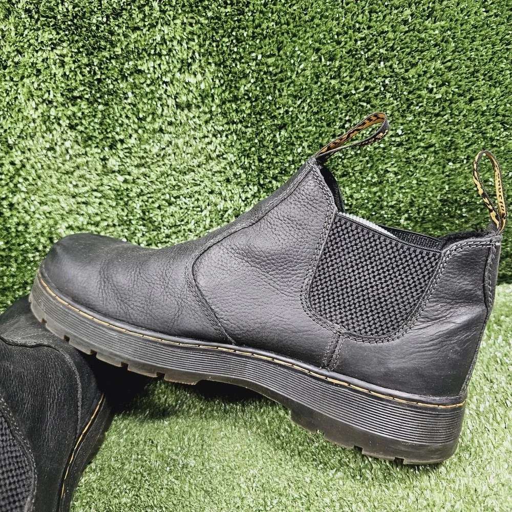 Dr. Martens Hardie Black Leather Pull On Ankle Chelsea Boots Mens Size 14